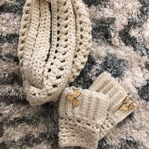 Handmade Knitted Infinity Scarf and Boot Cuffs